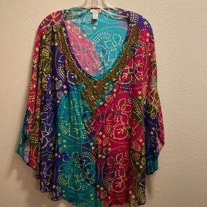 Chicos multicolored jewel tone top, size large/extra large.